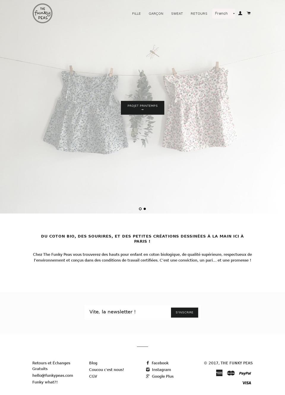 thefunkypeas.com shopify website screenshot