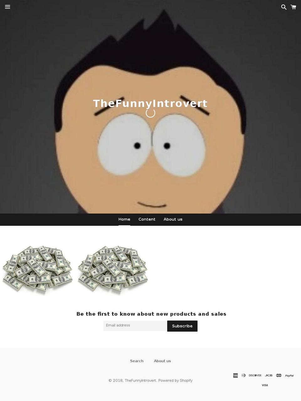 thefunnyintrovert.com — Shopify storefront screenshot