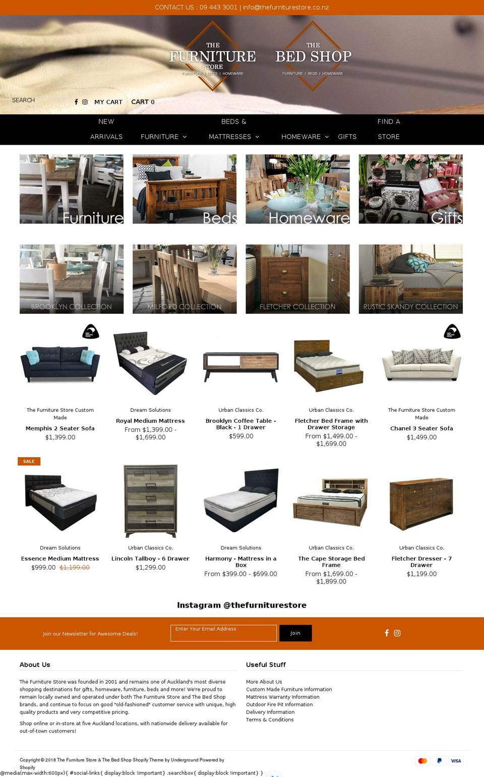 thefurniturestore.co.nz shopify website screenshot