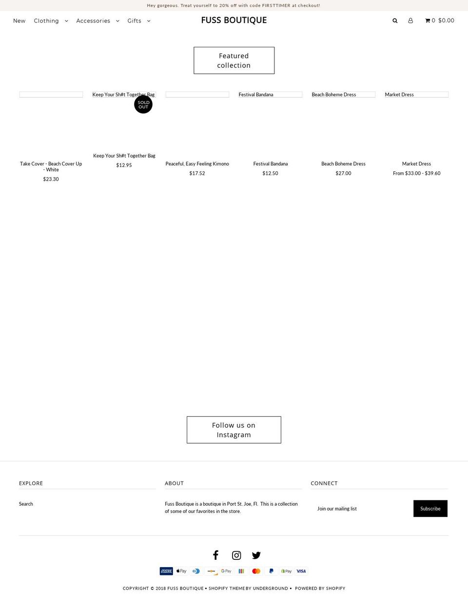 thefussboutique.com shopify website screenshot