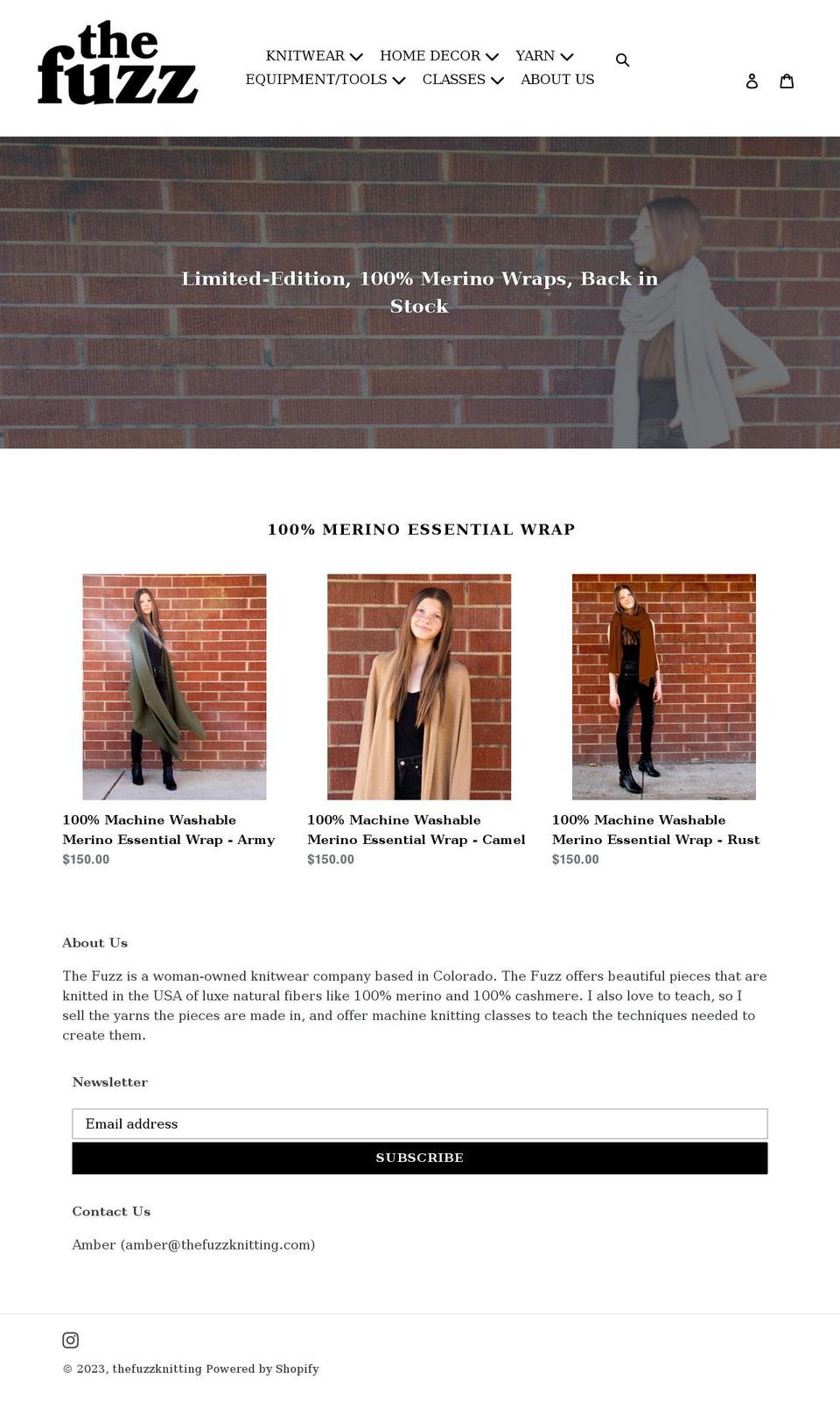 thefuzzknitting.com shopify website screenshot