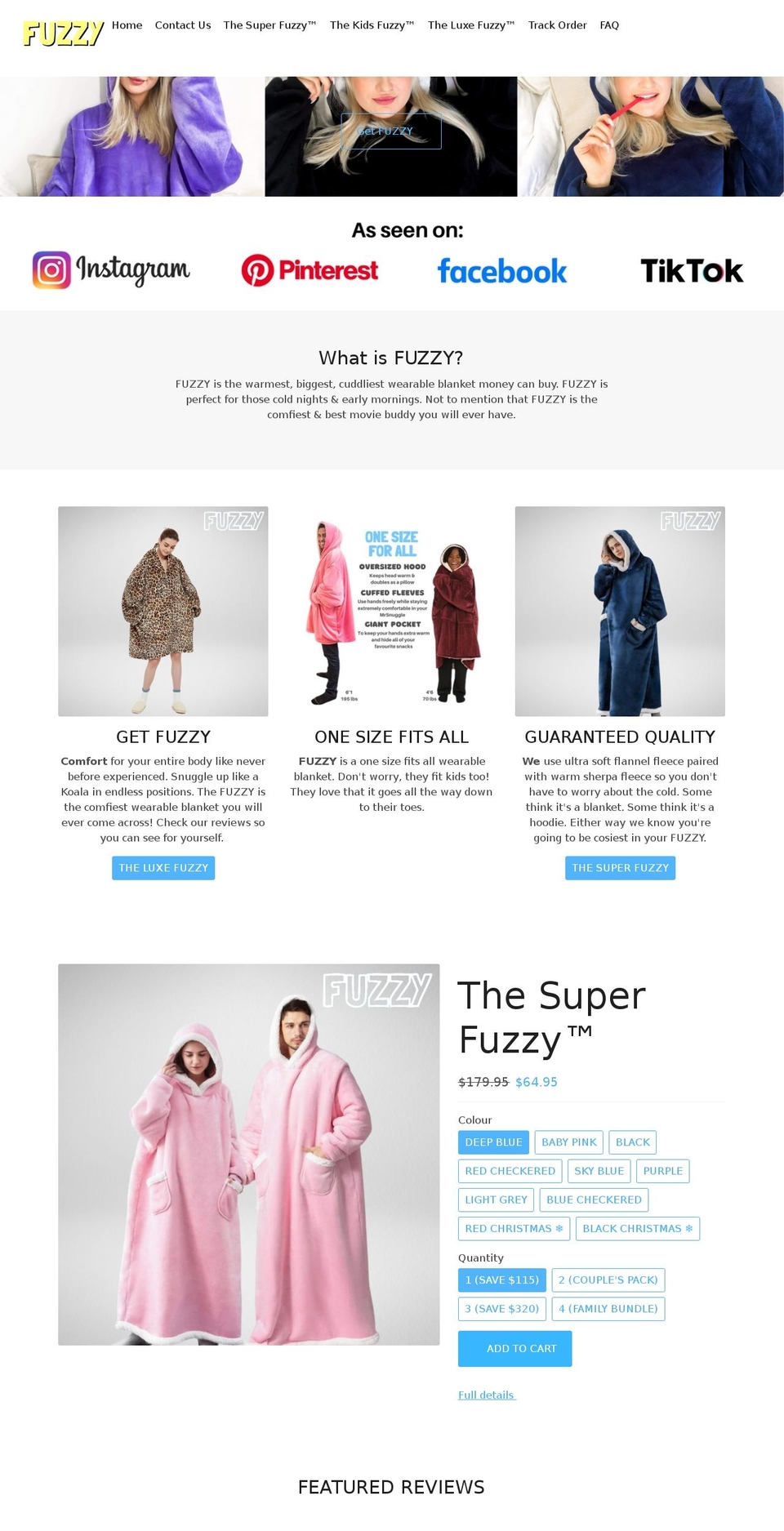 thefuzzyofficial.com shopify website screenshot