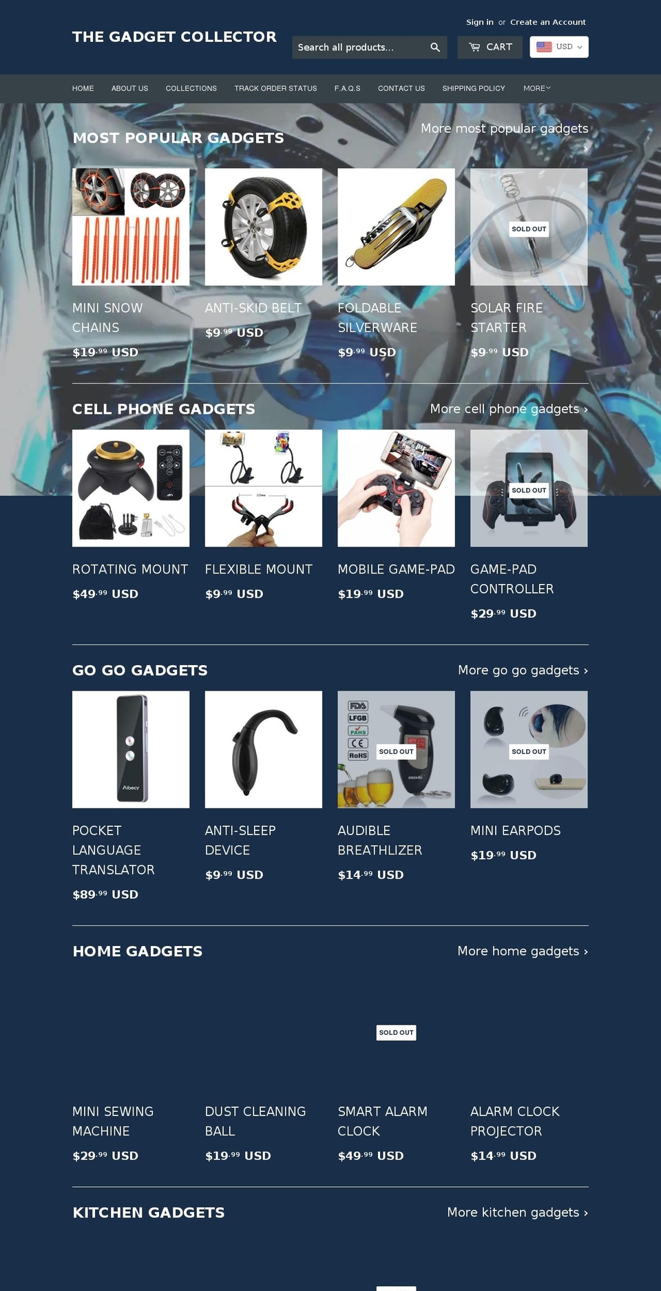 thegadgetcollector.com shopify website screenshot