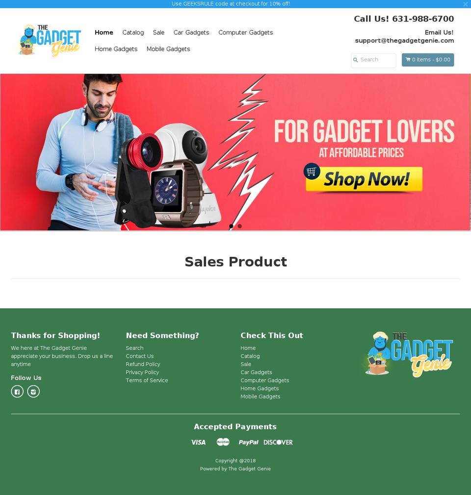 EcomClub Shopify theme site example thegadgetgenie.com