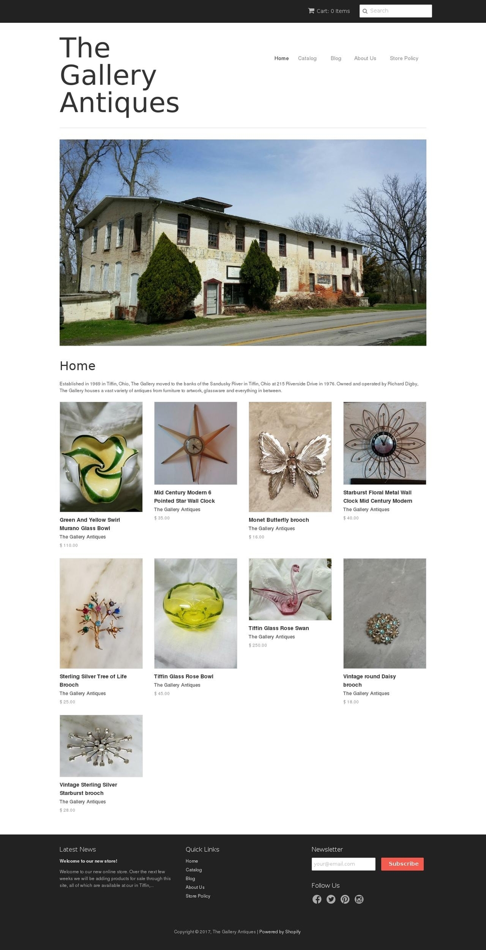 thegalleryantiques.com shopify website screenshot