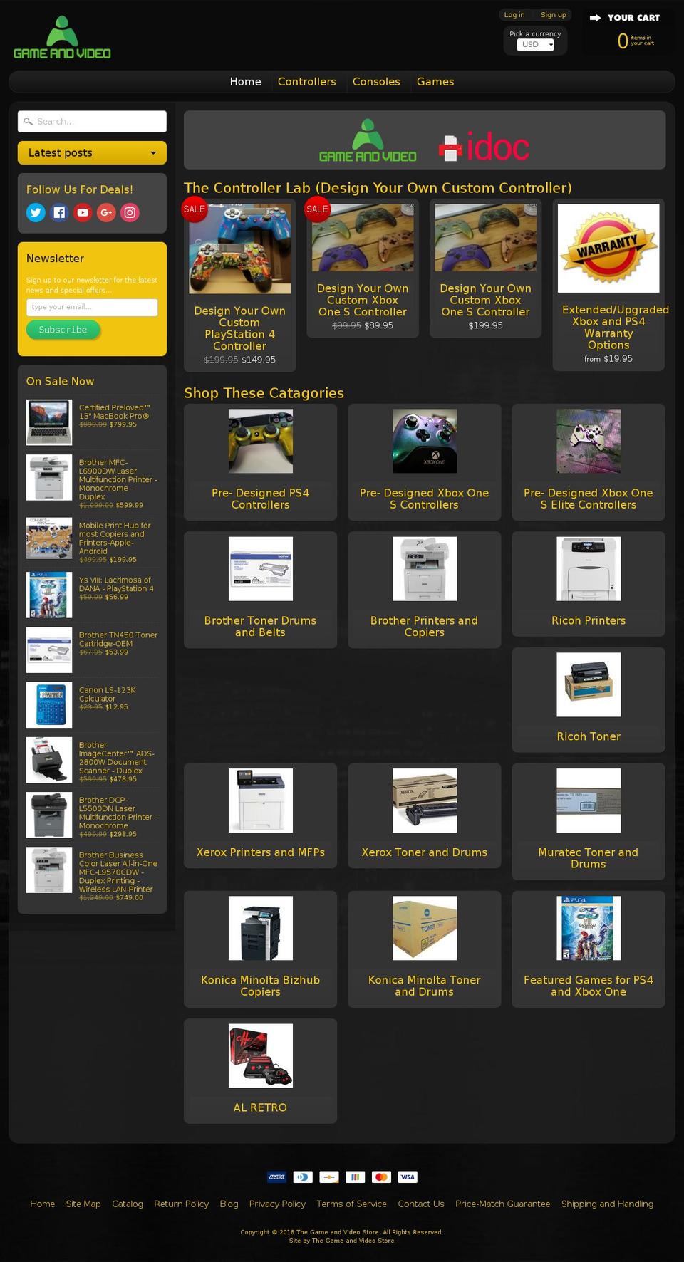 thegameandvideostore.com — Shopify storefront screenshot