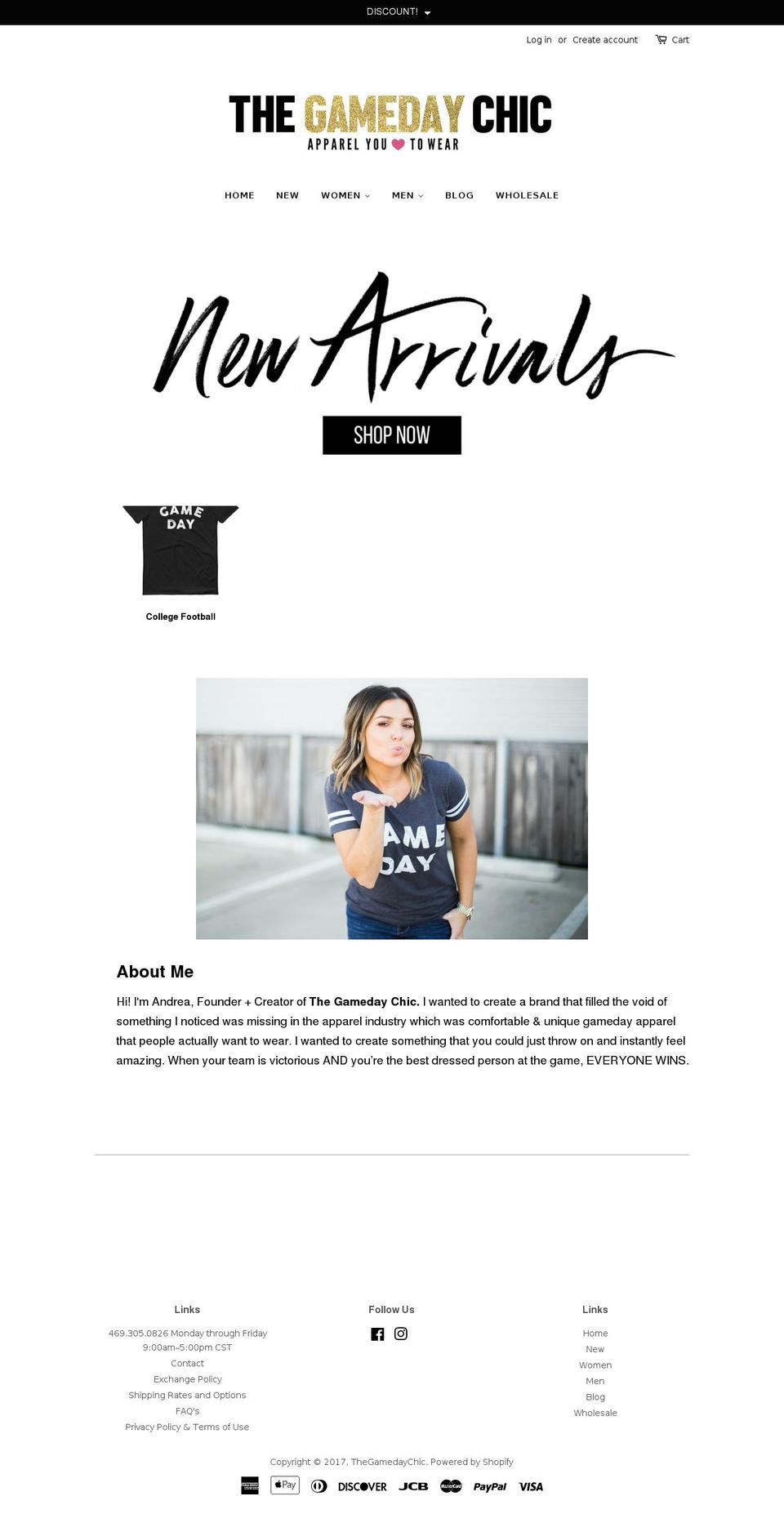 thegamedaychic.com shopify website screenshot