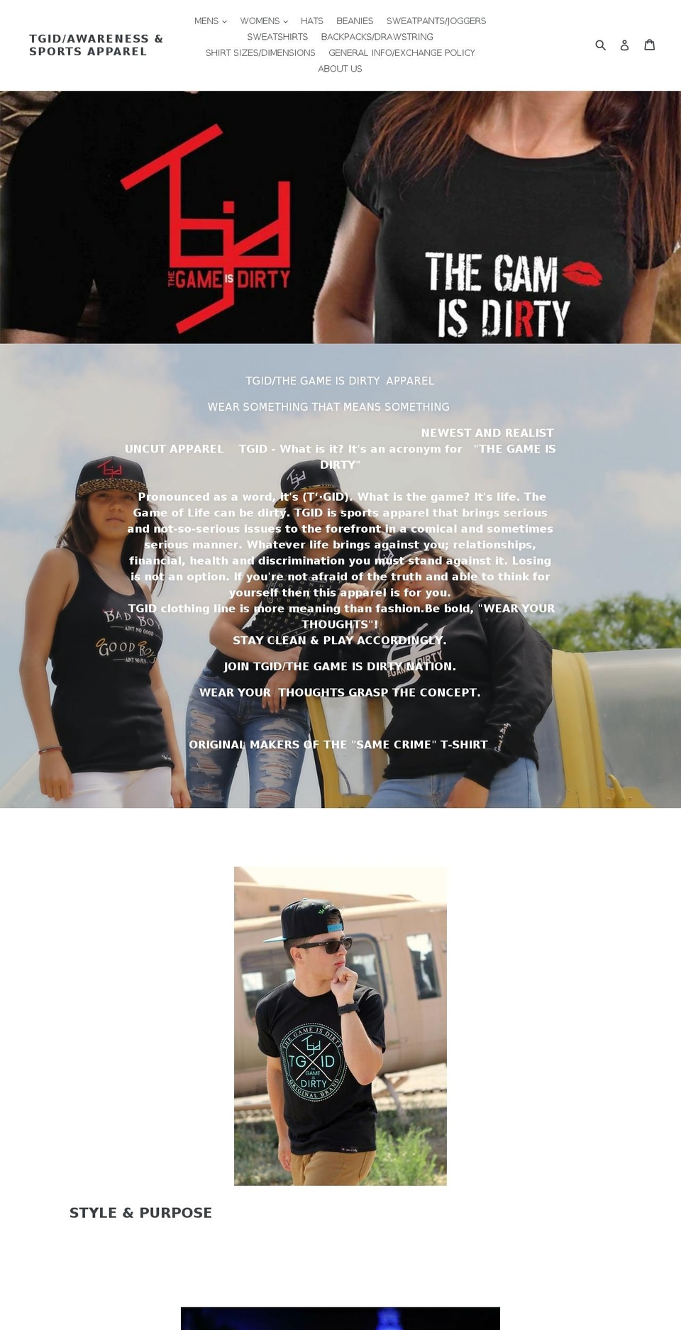thegameisdirty.com shopify website screenshot