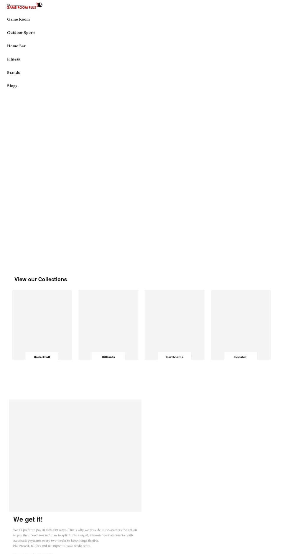 thegameroomplus.com shopify website screenshot