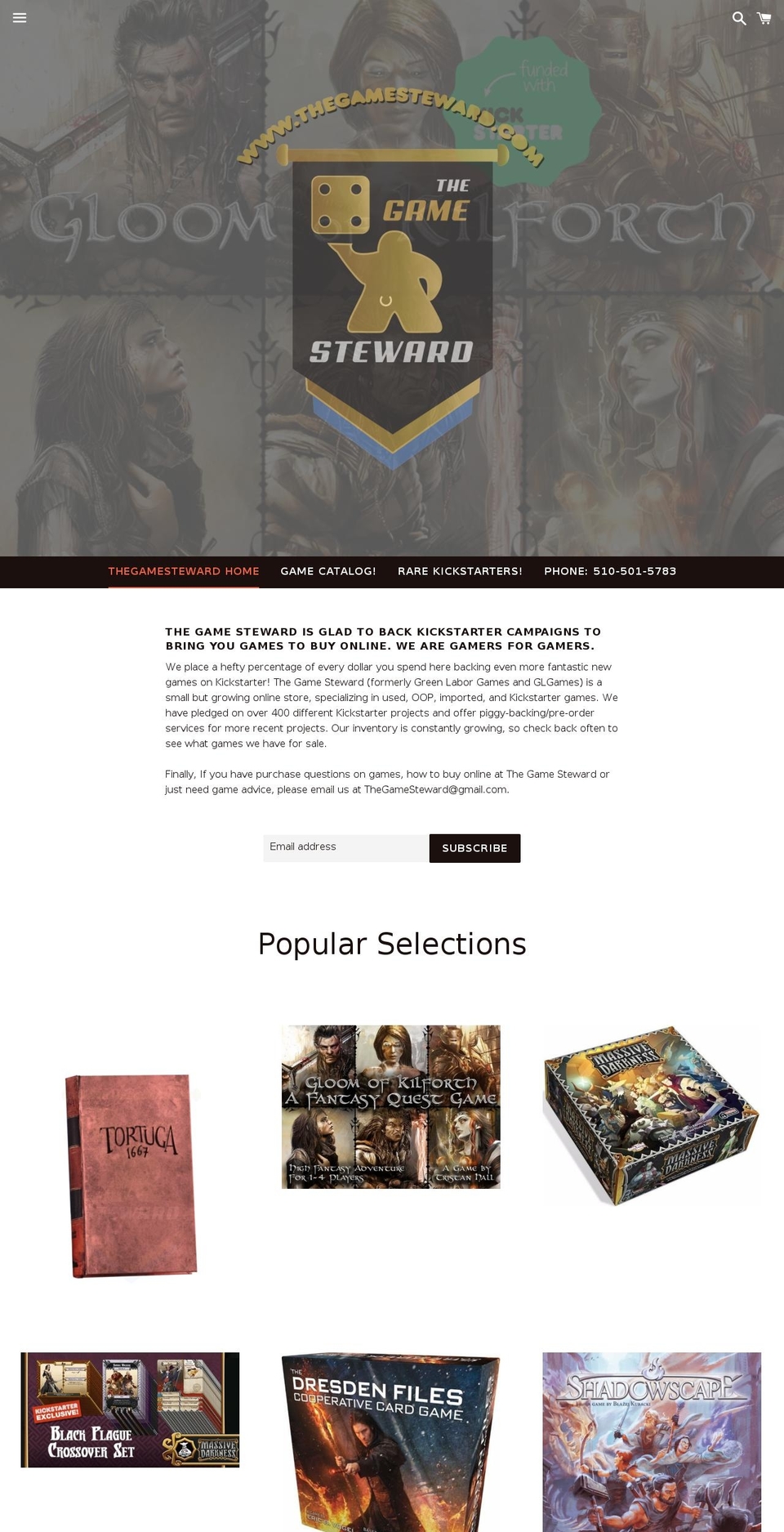 thegamesteward.com shopify website screenshot