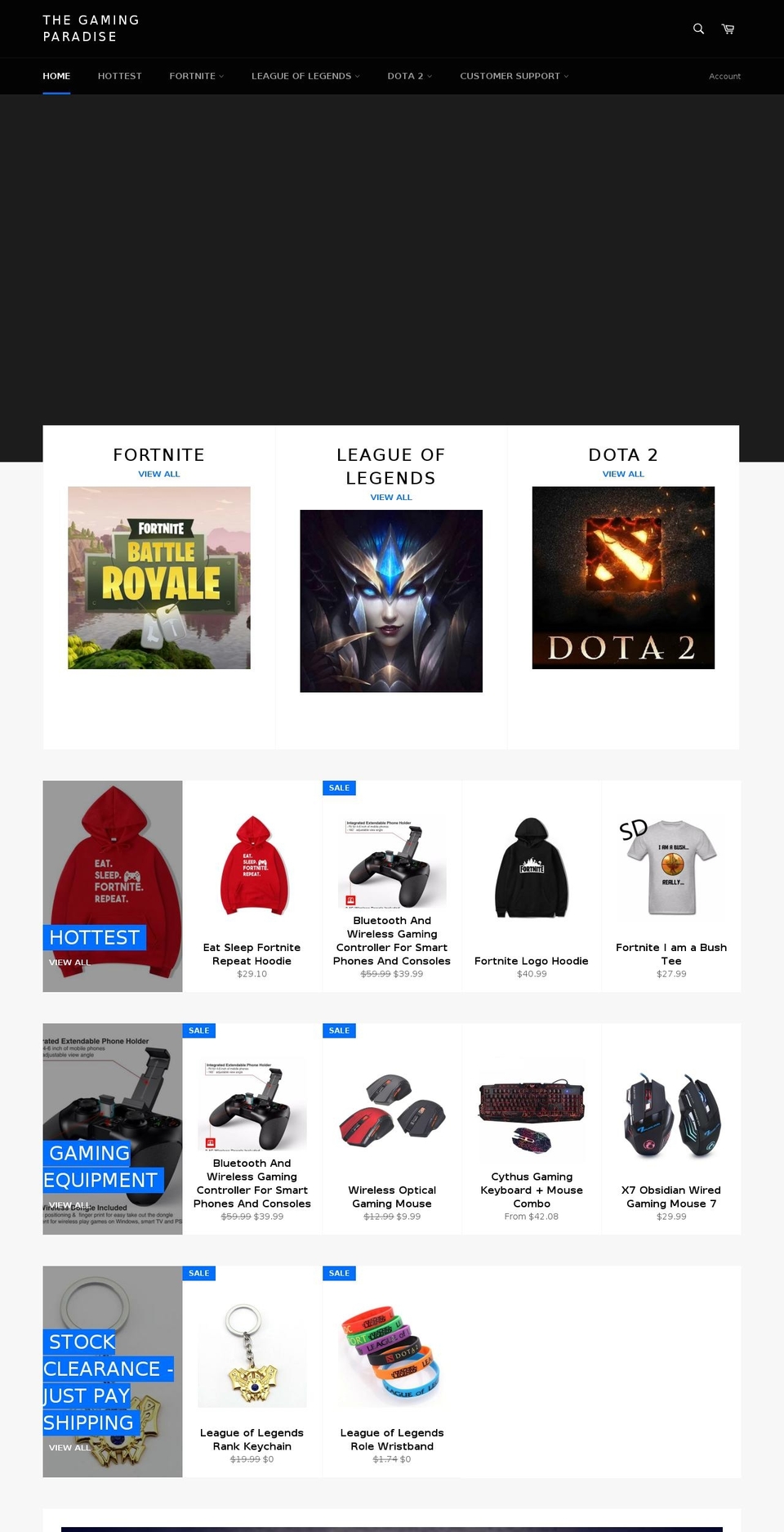 thegamingparadise.com — Shopify storefront screenshot