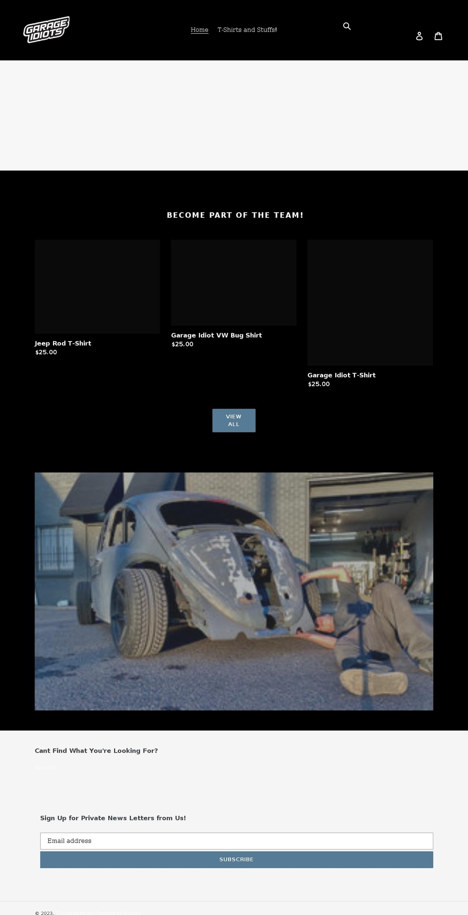 thegarageidiots.com shopify website screenshot