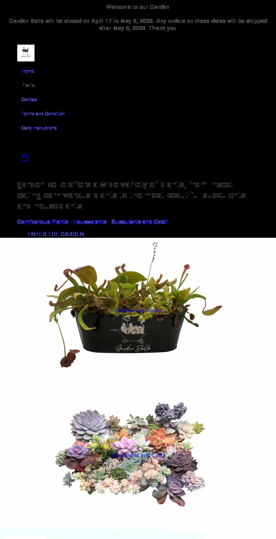 thegardenbelle.com shopify website screenshot