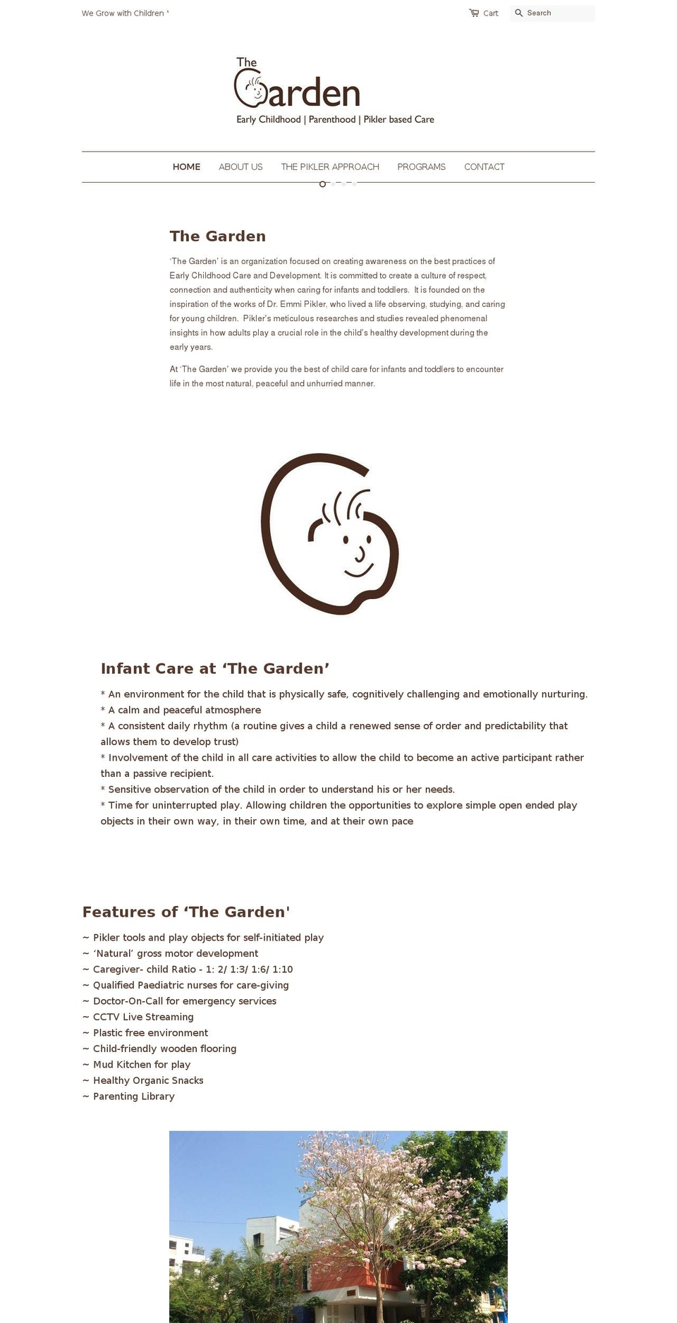 thegardenchildcare.com shopify website screenshot
