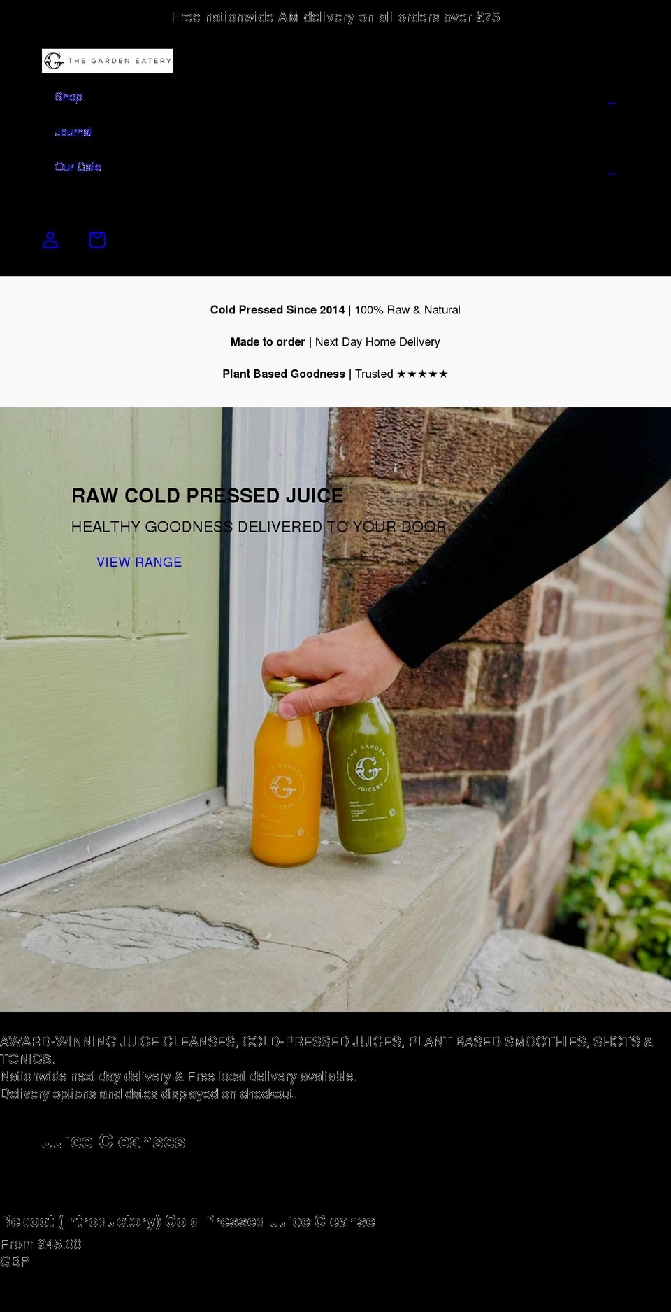 thegardeneatery.co.uk shopify website screenshot