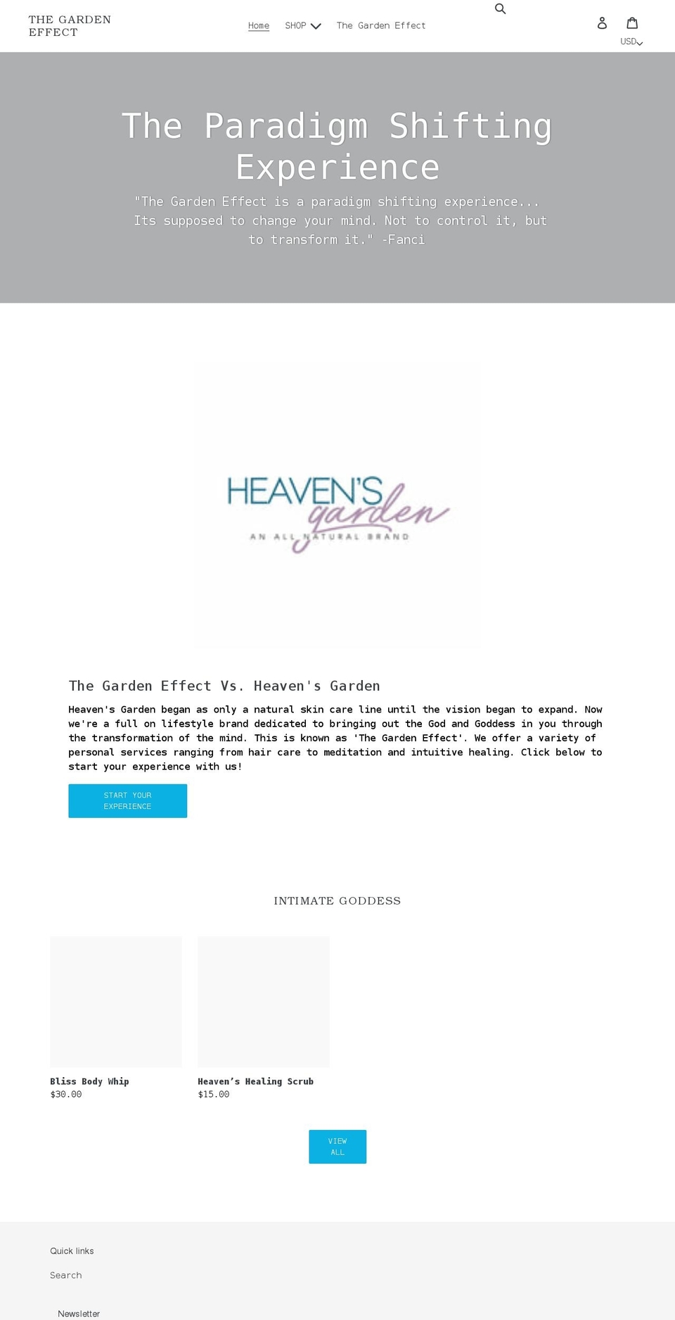 thegardeneffect.net shopify website screenshot