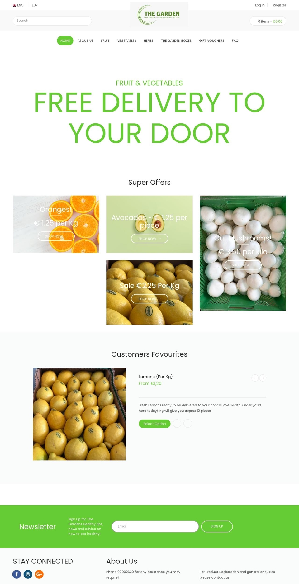 thegardenfruitandveg.com shopify website screenshot