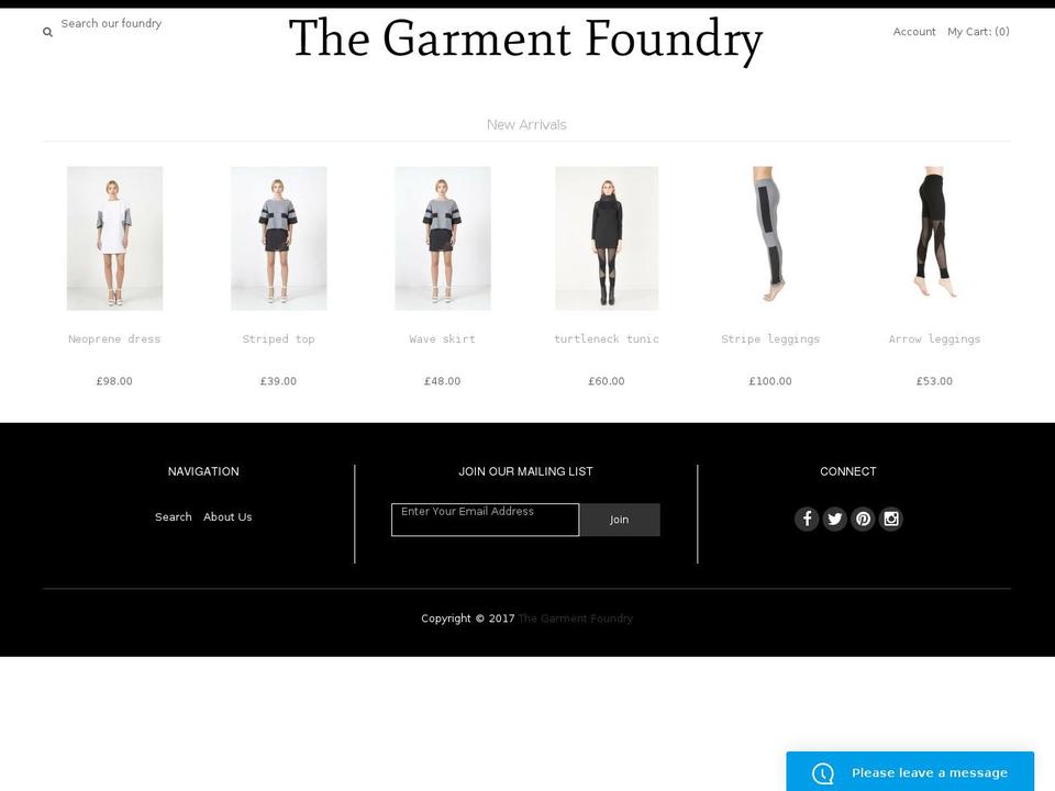 thegarmentfoundry.com shopify website screenshot