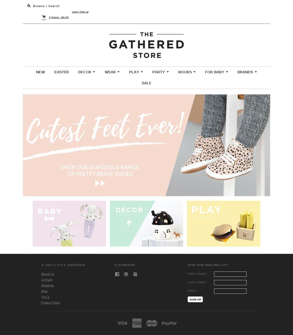 thegatheredstore.com shopify website screenshot