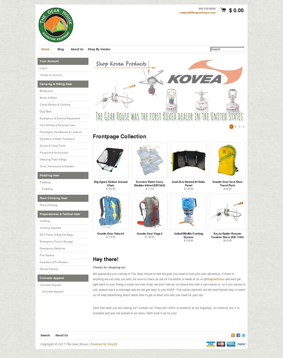 thegearhouse.com shopify website screenshot