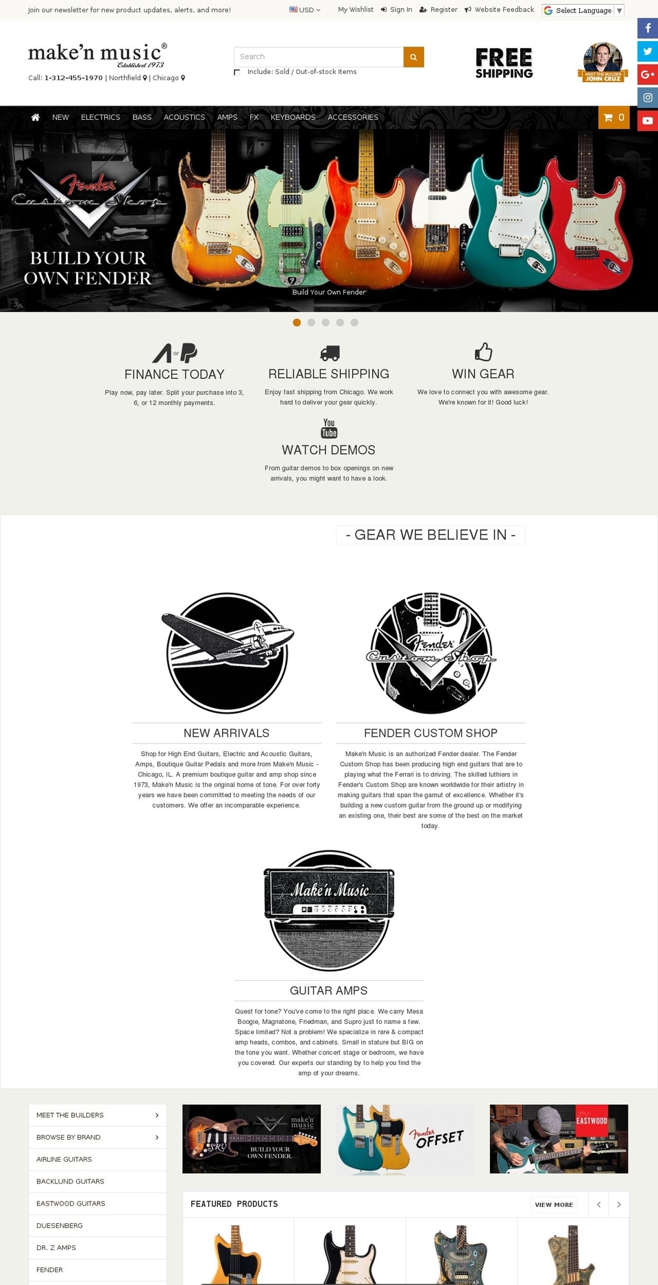 Make'n Music v8 Shopify theme site example thegearpage.co