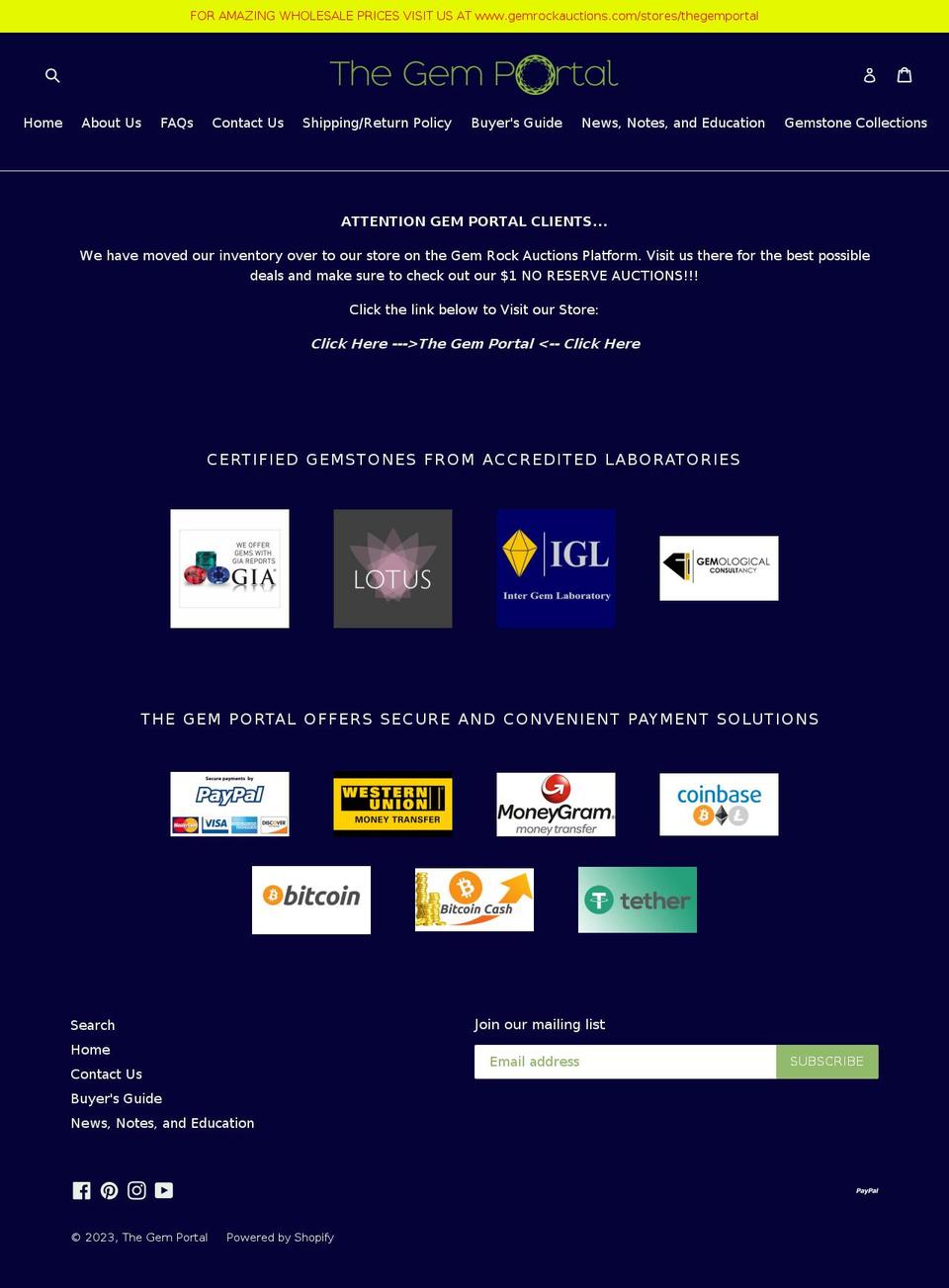 thegemportal.com — Shopify storefront screenshot