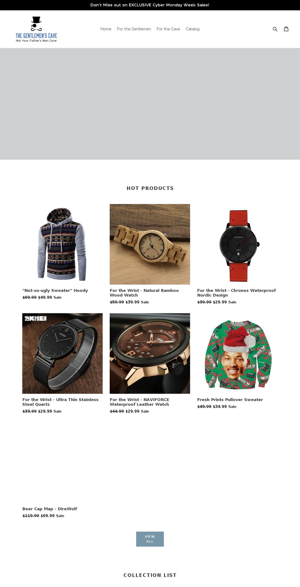thegentlemenscave.com — Shopify storefront screenshot