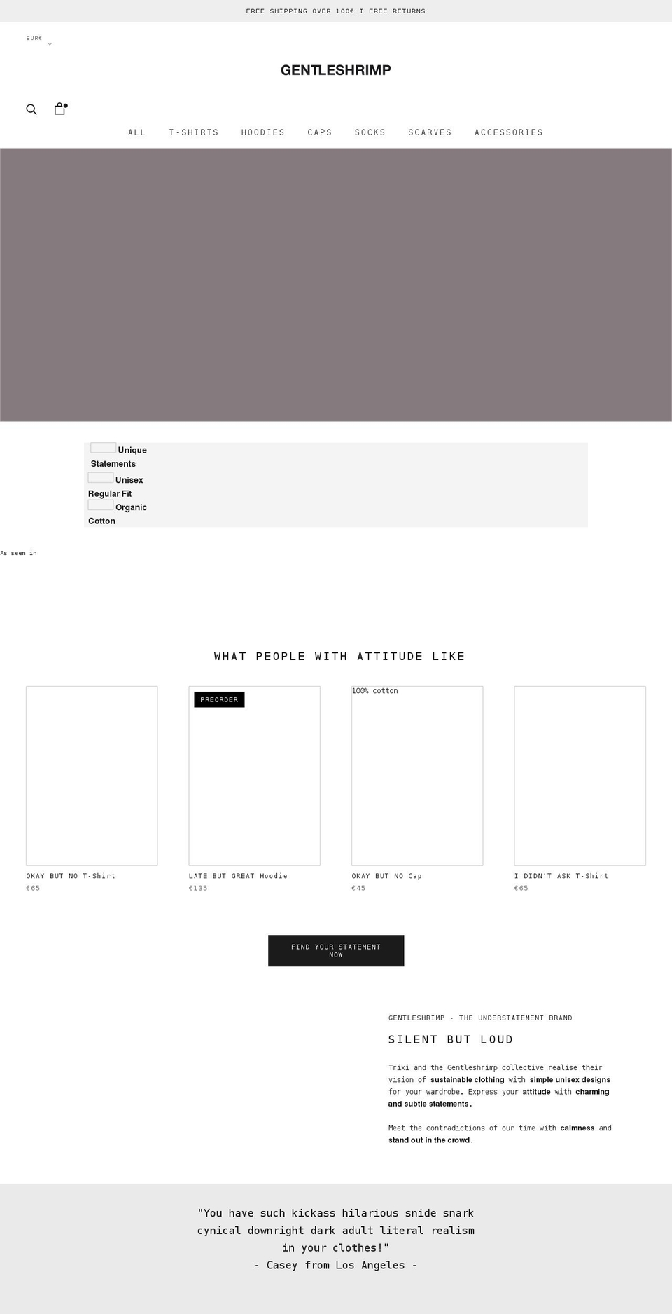 thegentleshrimp.com — Shopify storefront screenshot