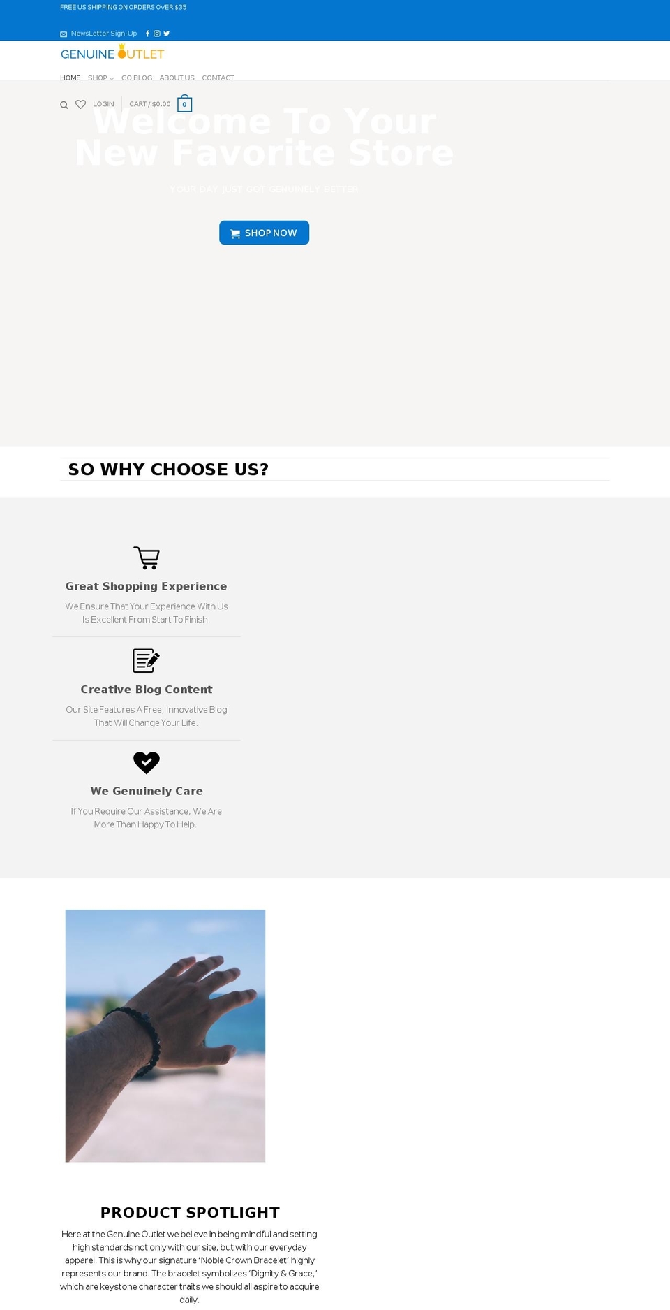 thegenuineoutlet.com — Shopify storefront screenshot