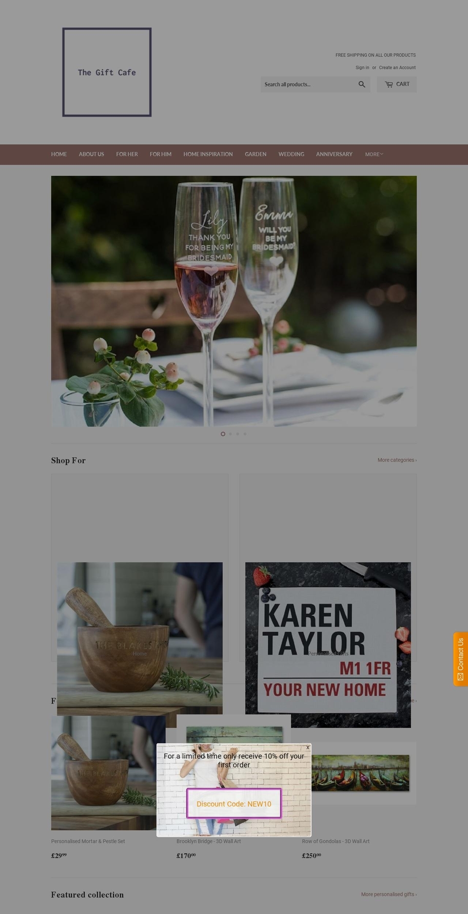 thegiftcafe.co.uk shopify website screenshot