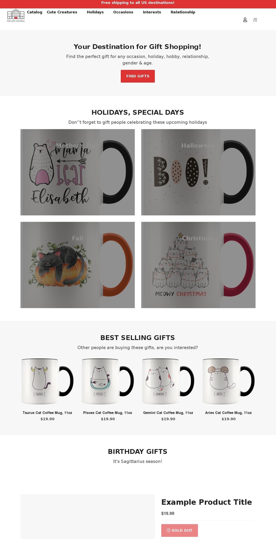 thegiftcentral.com shopify website screenshot