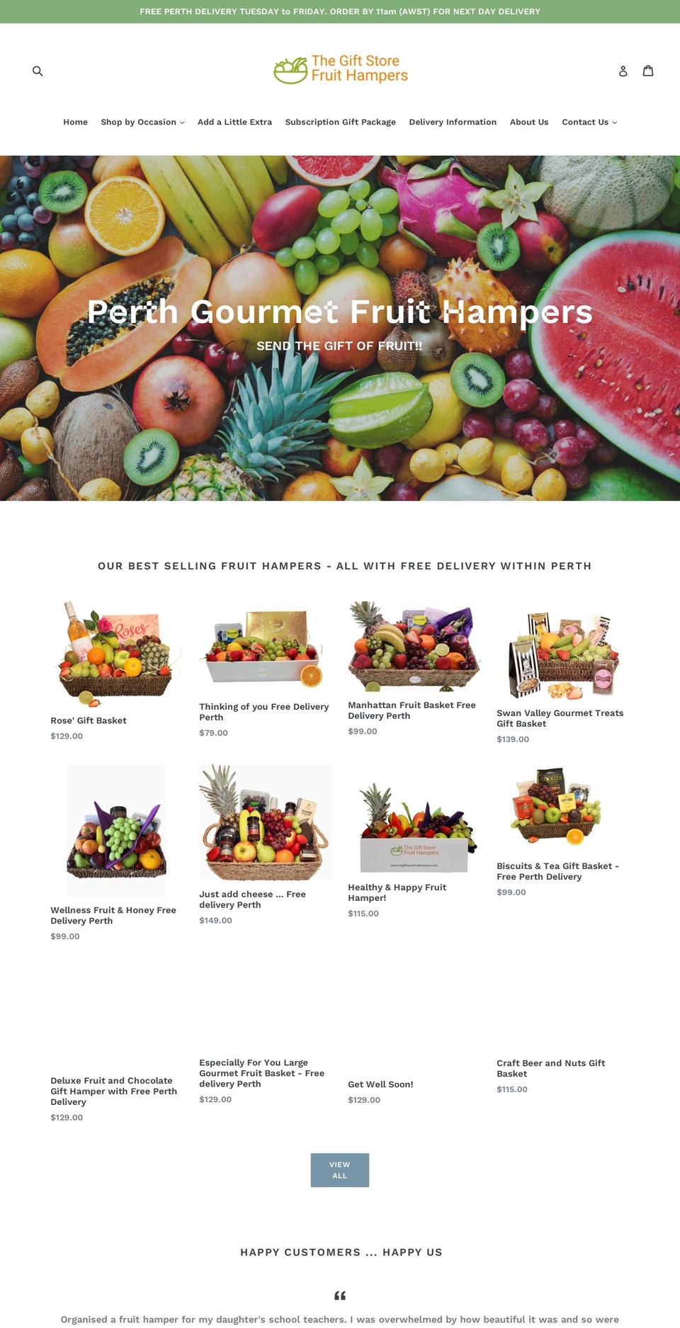 thegiftstorefruithampers.com shopify website screenshot