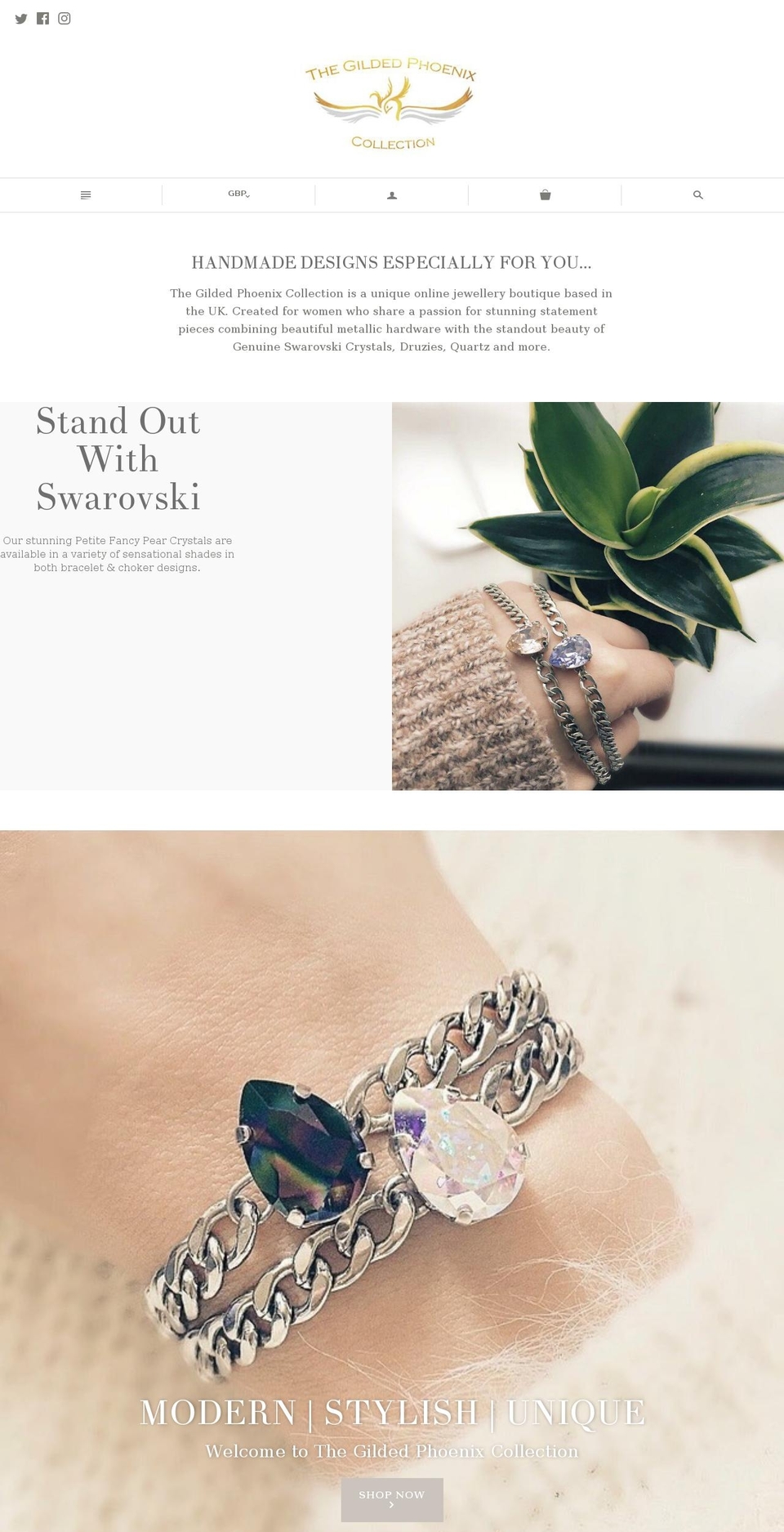 thegildedphoenixcollection.com — Shopify storefront screenshot