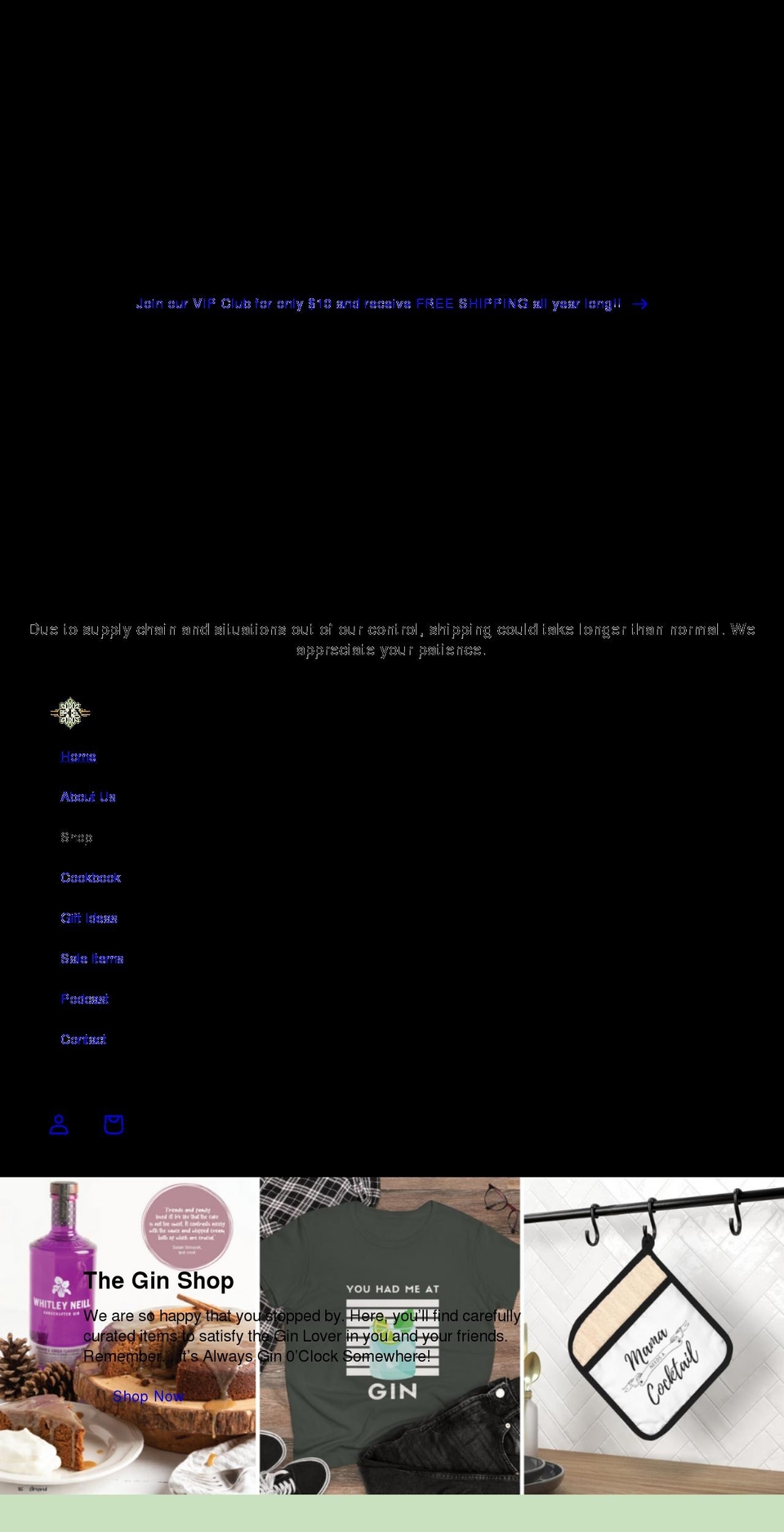 theginshop.ca shopify website screenshot