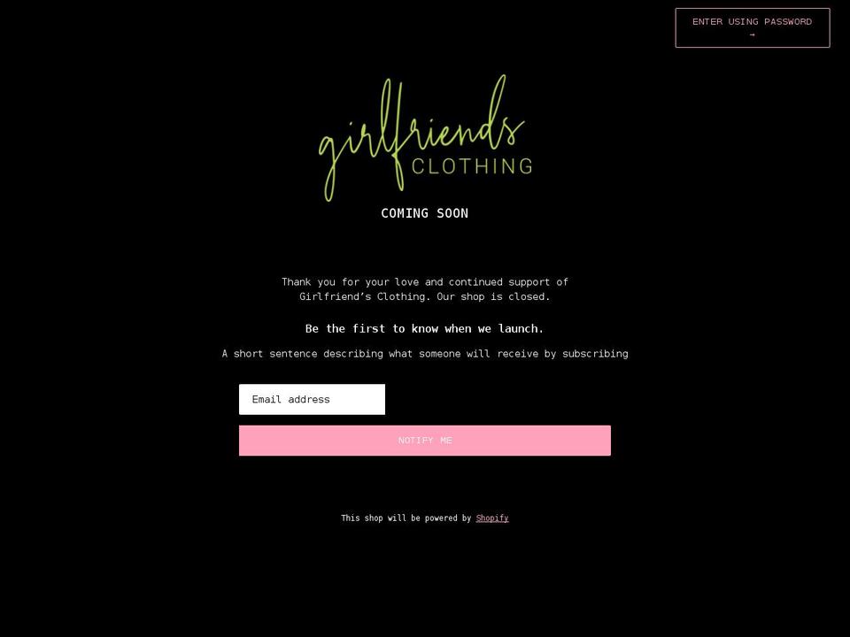 thegirlfriendsclothing.com shopify website screenshot