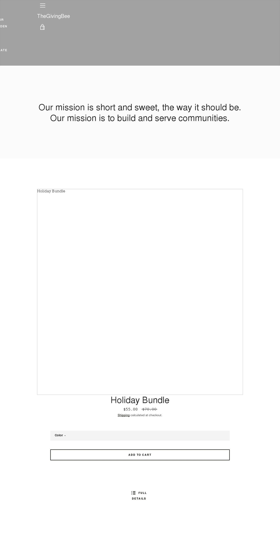 thegivingbee.org shopify website screenshot
