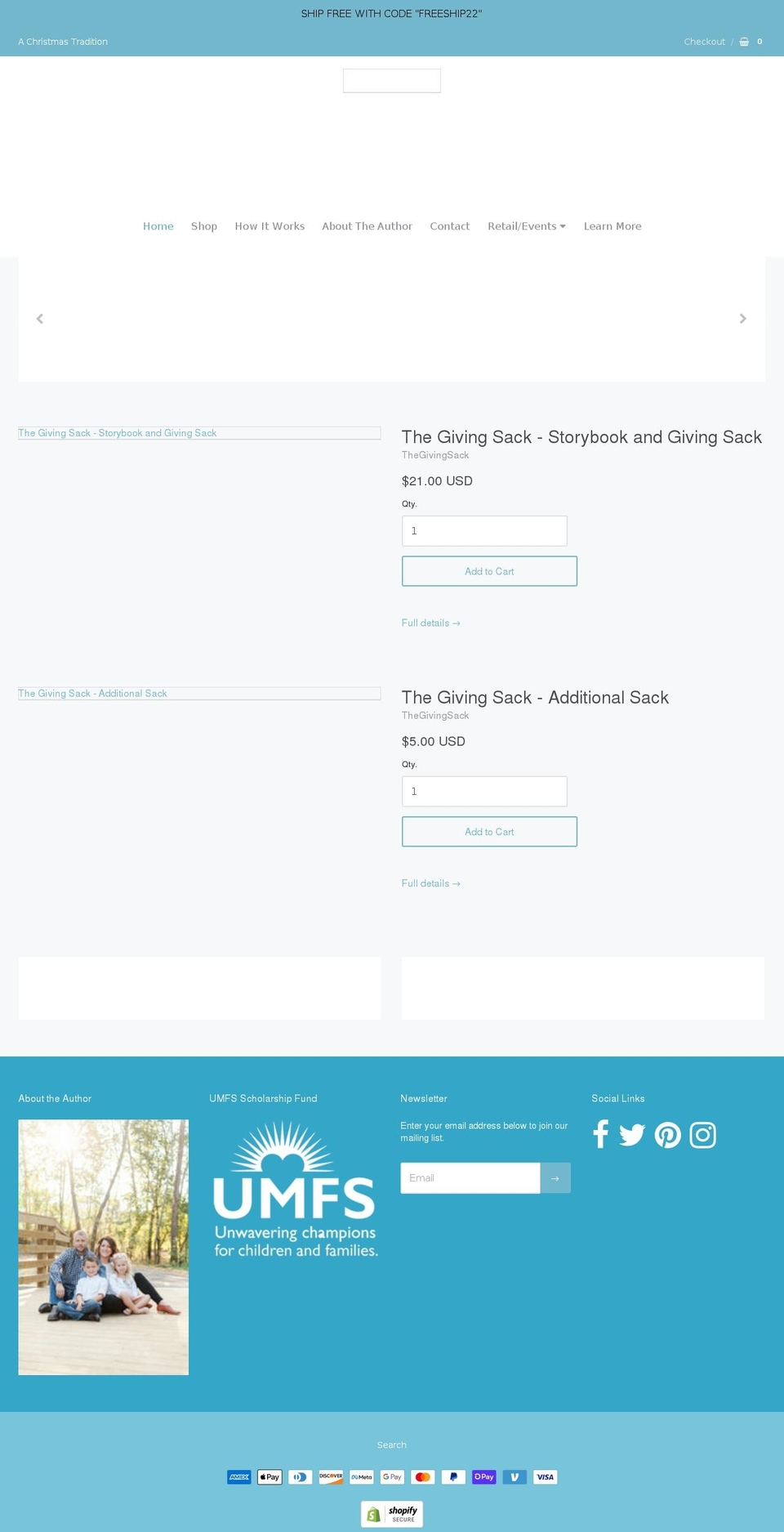 thegivingsack.com shopify website screenshot