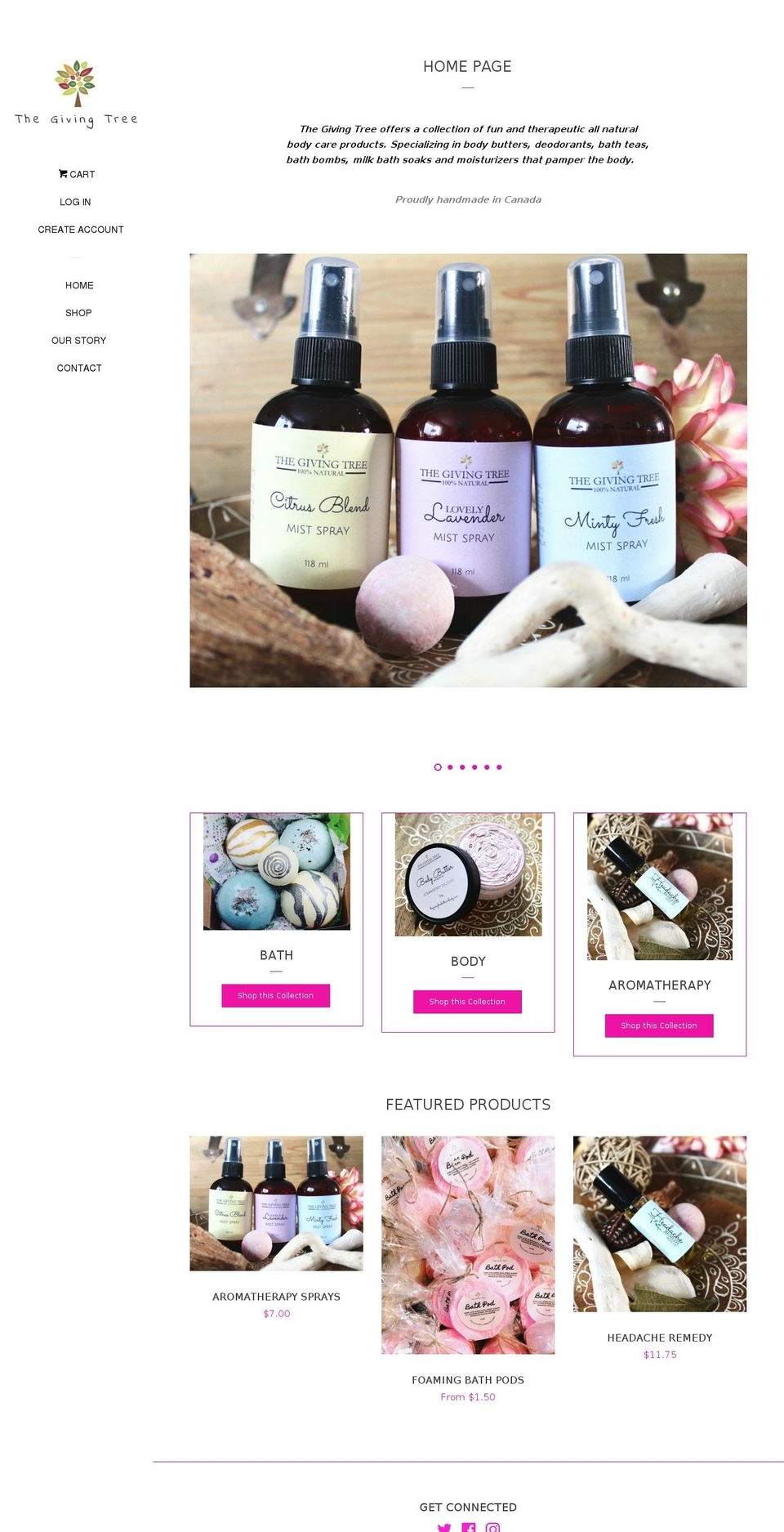 thegivingtreebathandbody.com shopify website screenshot