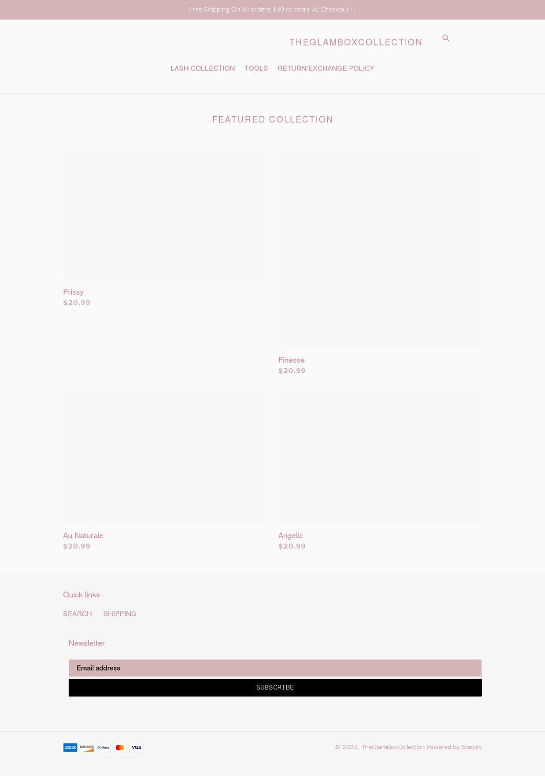 theglamboxcollection.com shopify website screenshot