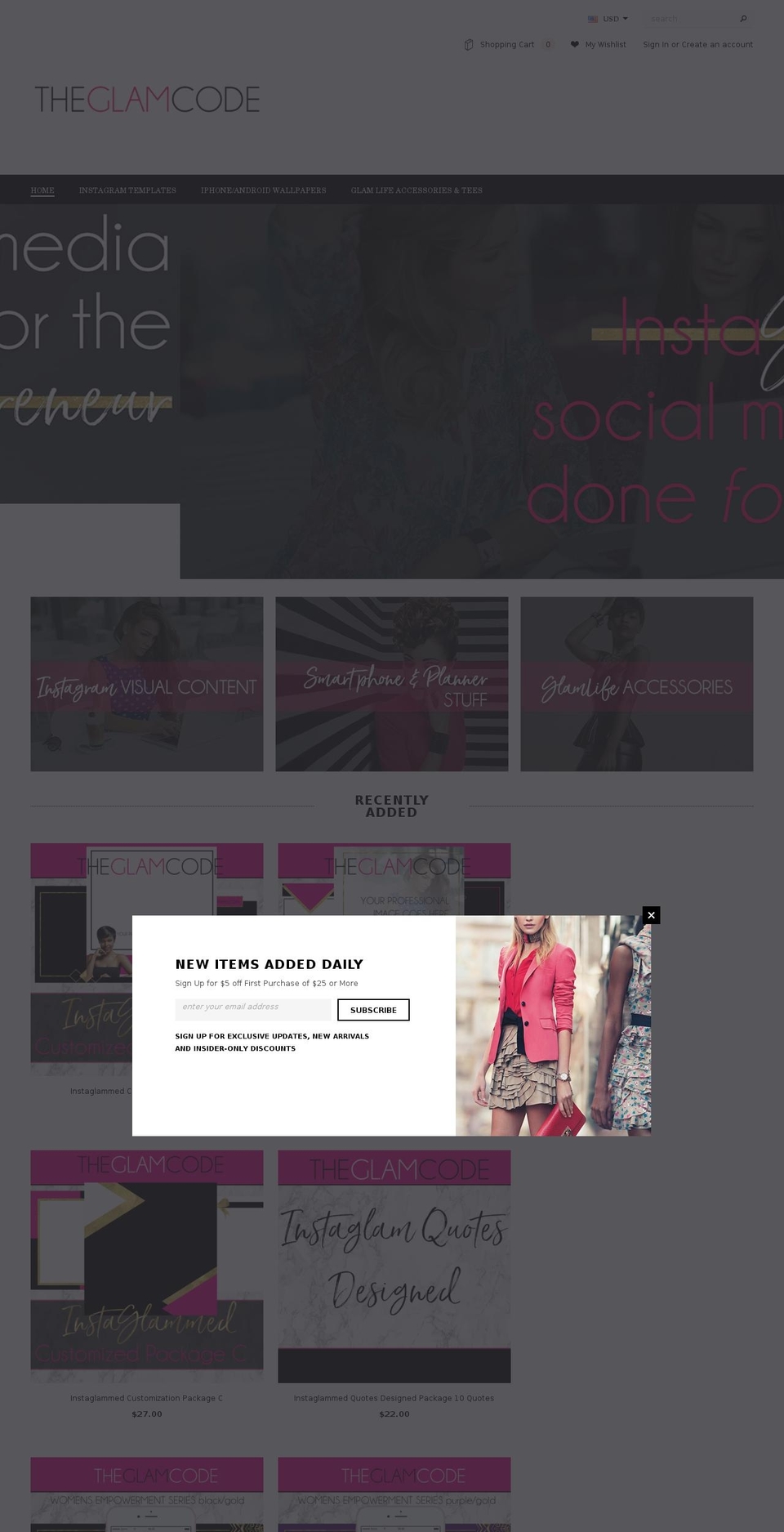 theglamcode.com shopify website screenshot