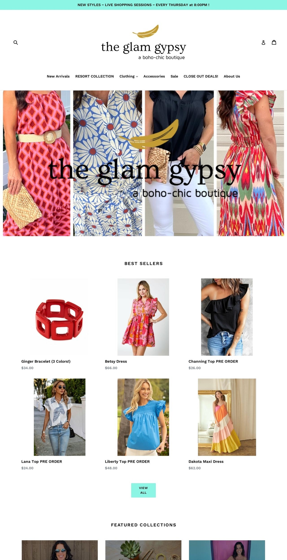 theglamgypsyboutique.com shopify website screenshot