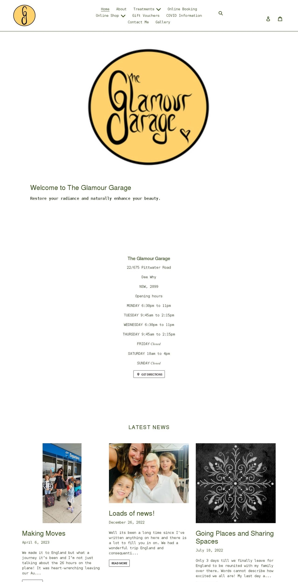 theglamourgarage.com shopify website screenshot