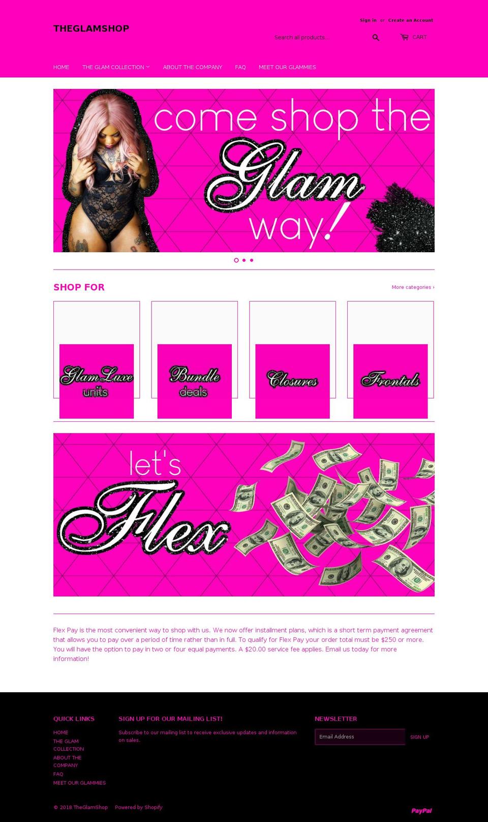 theglamshop1.com — Shopify storefront screenshot
