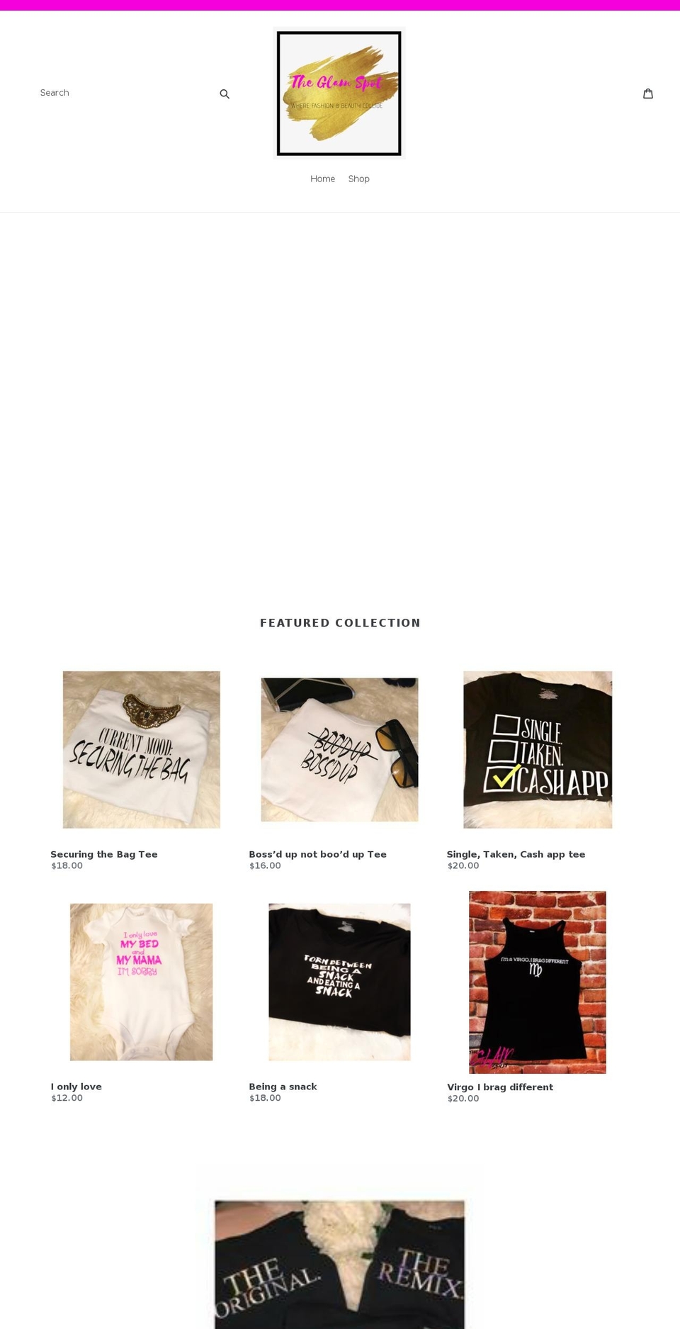 theglamspot.org shopify website screenshot