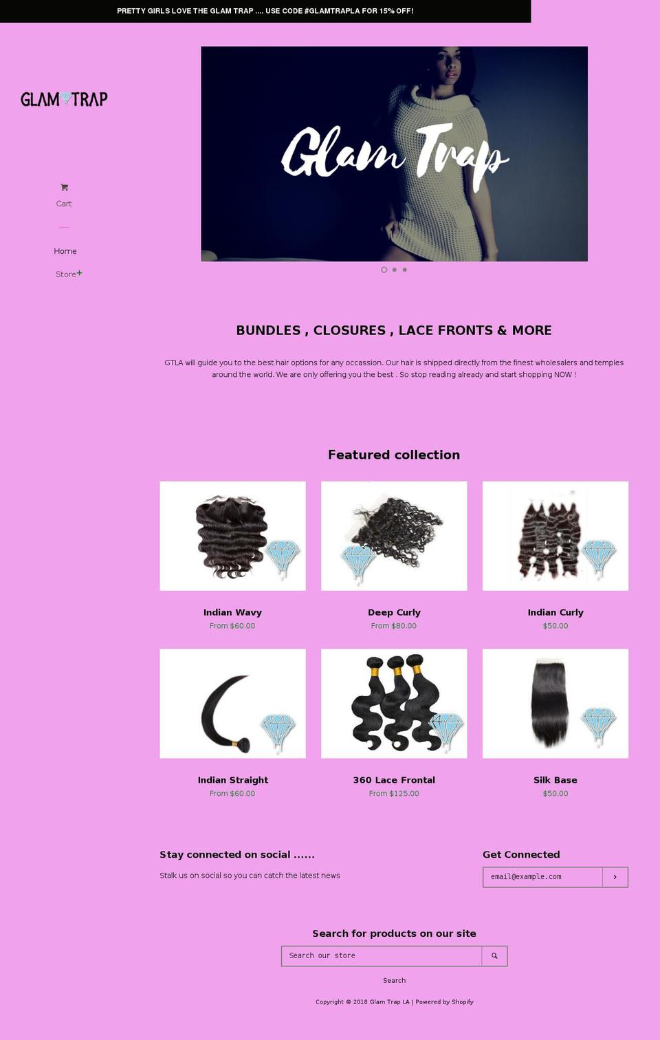 theglamtrapla.com — Shopify storefront screenshot