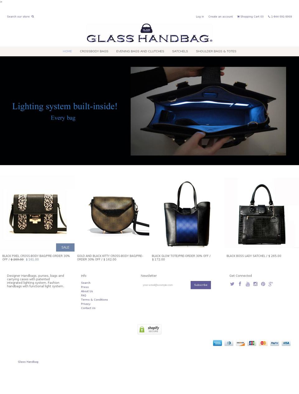 theglasshandbag.info shopify website screenshot