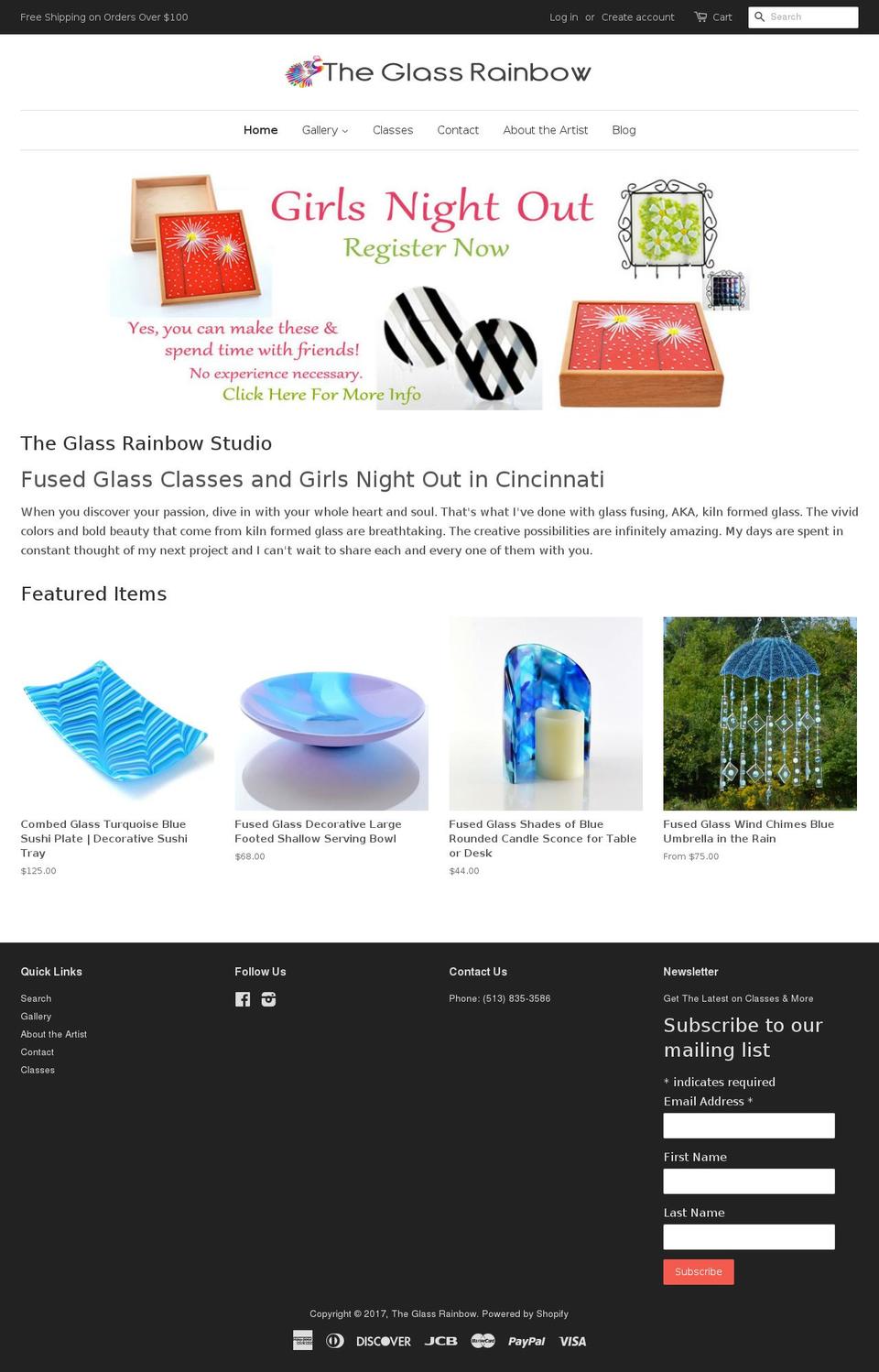 theglassrainbow.com shopify website screenshot
