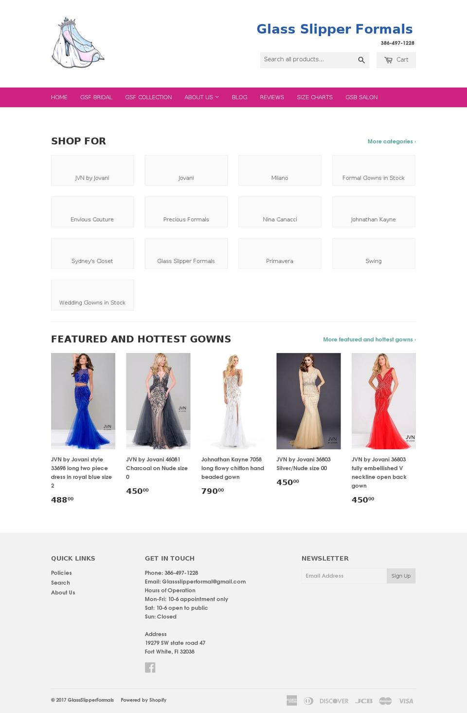 theglassslipperbridalboutique.com shopify website screenshot