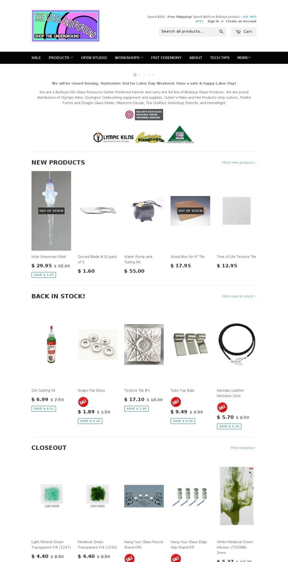 theglassundergroundnj.com — Shopify storefront screenshot