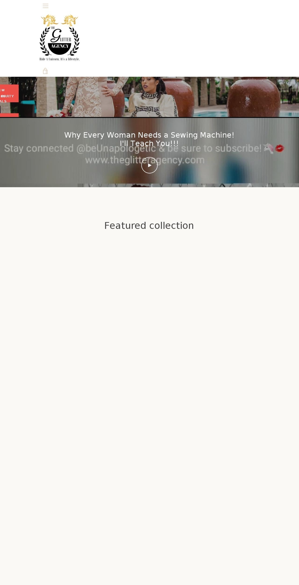 theglitteragency.com shopify website screenshot